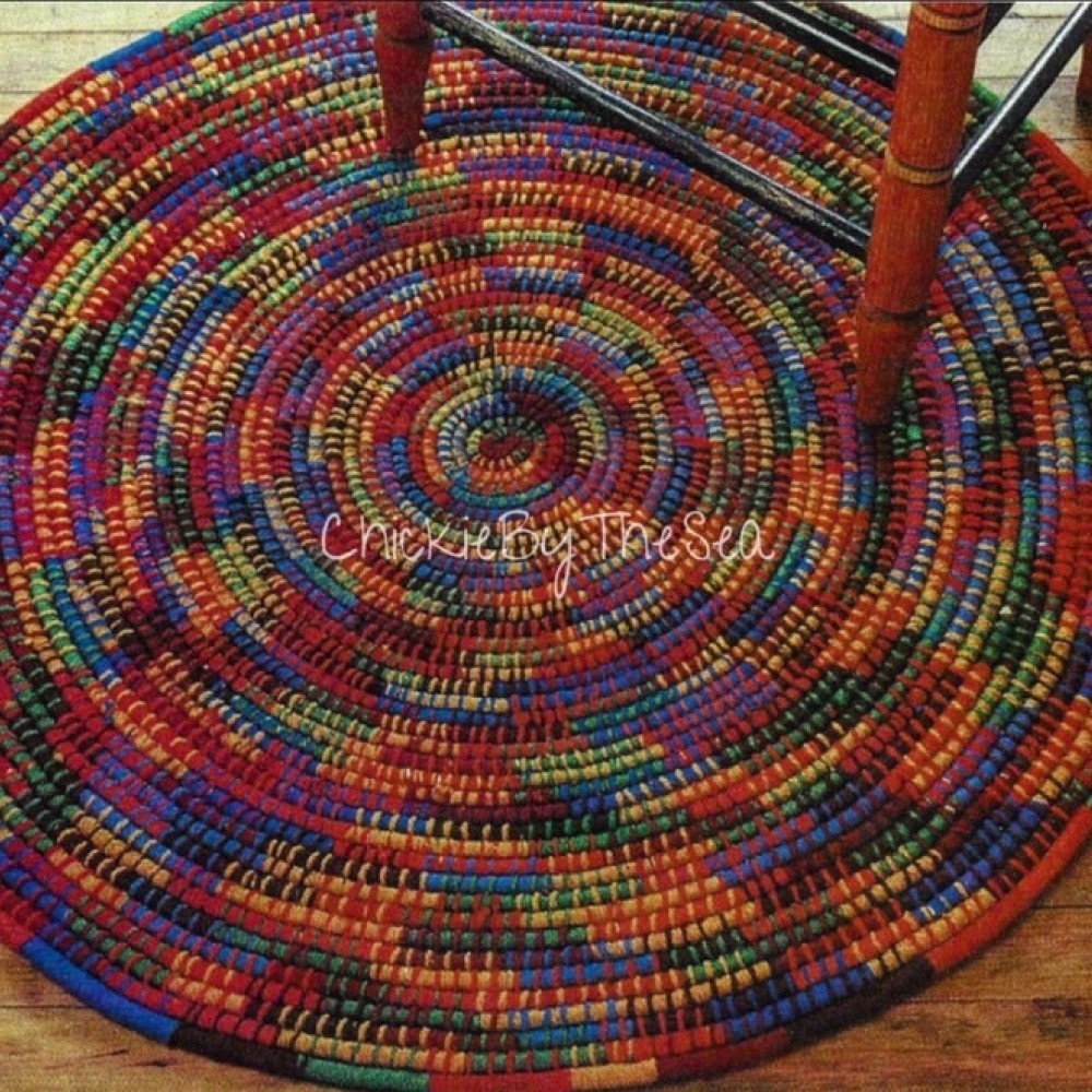 Vintage Coiled Rug Pattern No Sew Meditation Mat PDF Instant Digital Download Navajo Jute Braided Style Rug Home Decor 38" Round ChickieByTheSea