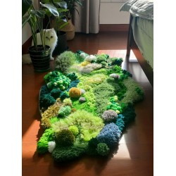 Handmade Latch Hook Rugs,Green Moss Rug, Custom Rugs,Art Rugs,Soft Rug Moss Abstract Rug,Meadows Rug,Tundra Rugs FangCraftsStudio