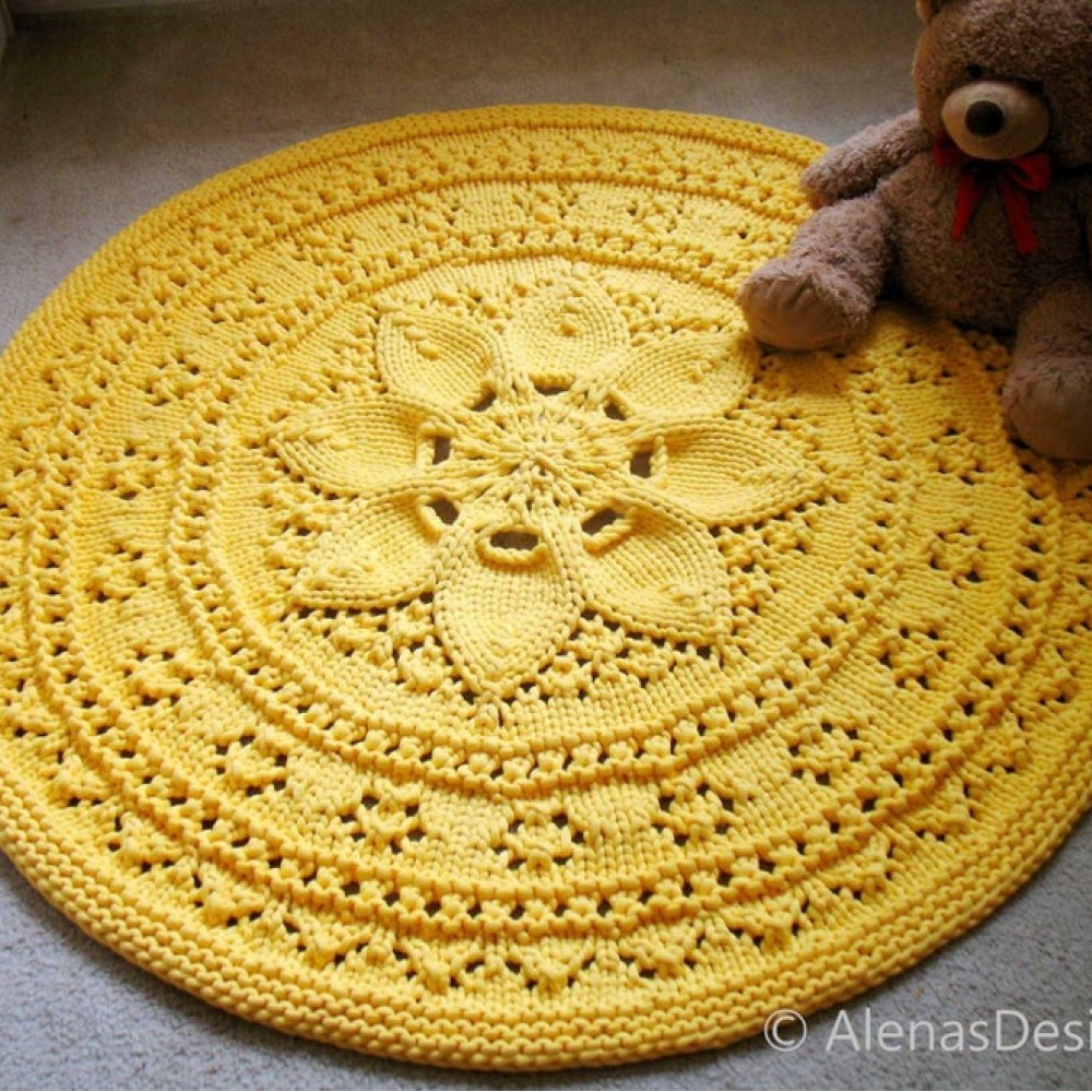 Floral Lace Rug Knitting Pattern 251 AlenasDesign